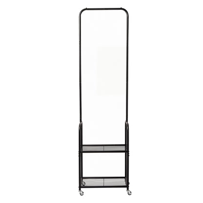 Levede Clothes Rack Heavy Duty Garment Rack 2 Shelf Locking Wheels Bedroom Black-2100034940497432577