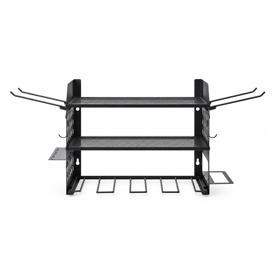 Levede Tool Storage Wall Mounted Tool Organiser Steel 3-Tier Rack Garage Black-2109799601542991874
