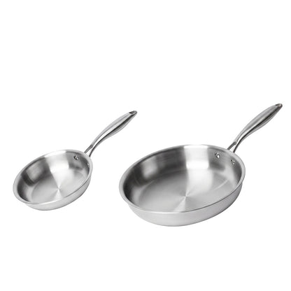 TOQUE Stainless Steel Frying Pan Set Tri Ply Even Heat For Family Cooking 2pc-2109799596233003010