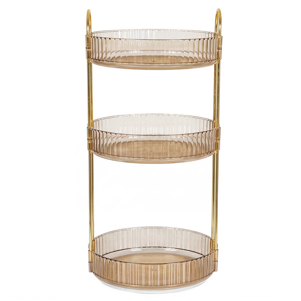 Ilus 360� Roating Makeup Organiser Vanity Countertop Shelf Cosmetic Holder Gold-2050056779160752129