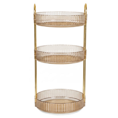 Ilus 360� Roating Makeup Organiser Vanity Countertop Shelf Cosmetic Holder Gold-2050056779160752129