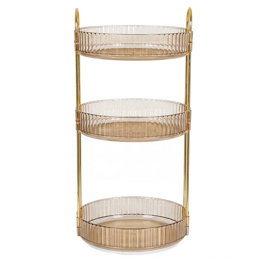 Ilus 360� Roating Makeup Organiser Vanity Countertop Shelf Cosmetic Holder Gold-2050056779160752129