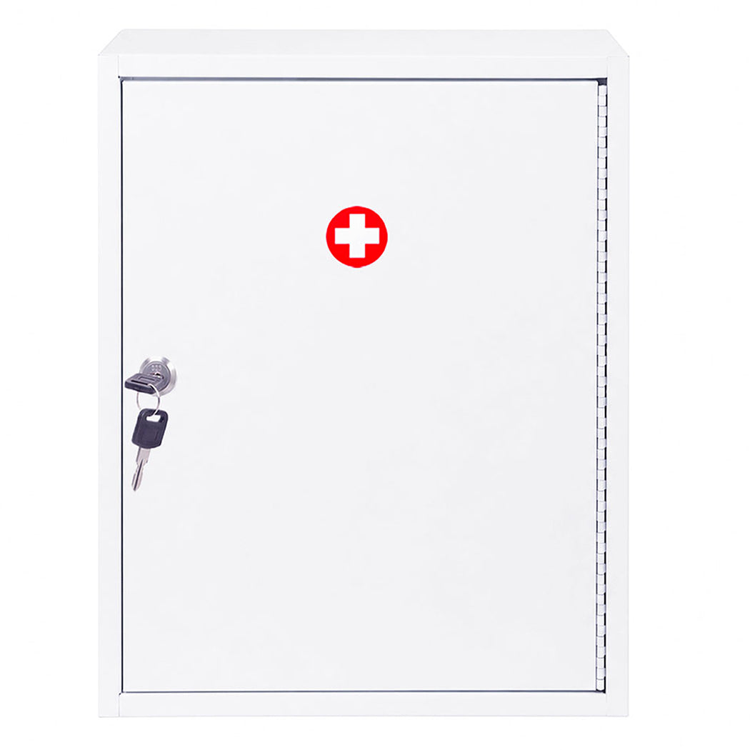 Levede Medicine Storage Box Lockable 3-Tier Wall Cabinet Alloy Steel White-2100035001486807041