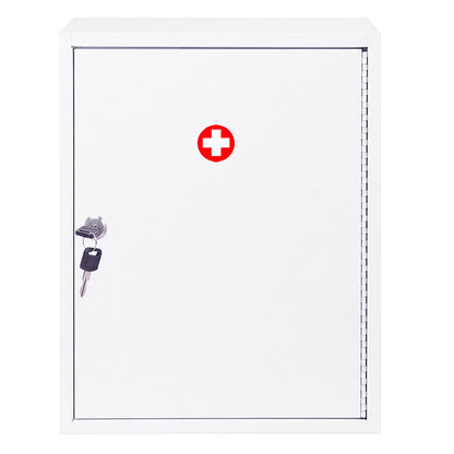 Levede Medicine Storage Box Lockable 3-Tier Wall Cabinet Alloy Steel White-2100035001486807041