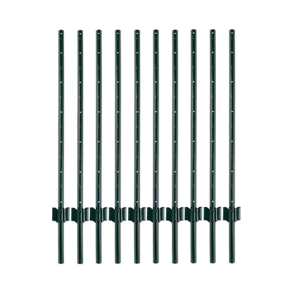 Metal Fence Posts 4Ft 10Pc Set U Shape Powder Coated for Garden Boundary Green-2100035034621808641
