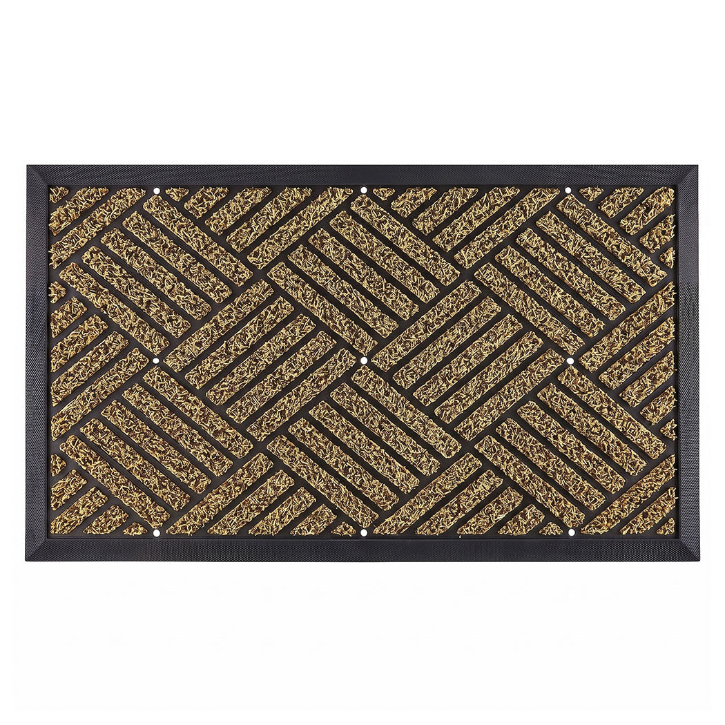 Marlow Front Door Mat 43x73cm Heavy Duty Non Slip Grass Scrape Garden Brown-2109799593108246530