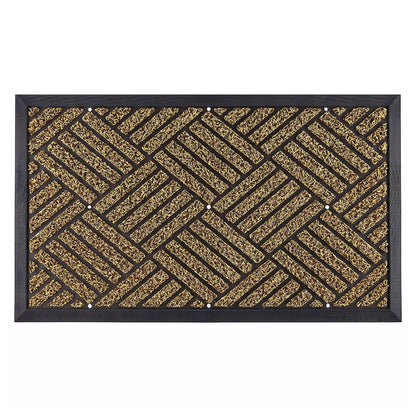 Marlow Front Door Mat 43x73cm Heavy Duty Non Slip Grass Scrape Garden Brown-2109799593108246530