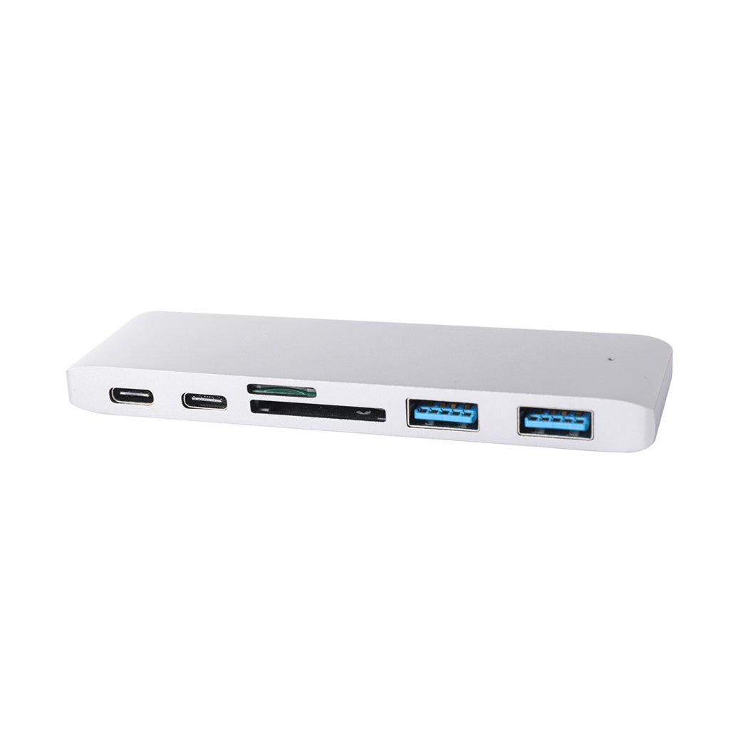 USB 3.0 Type-C HUB 6 Port Powered Adapter Silver-2065254514335813633