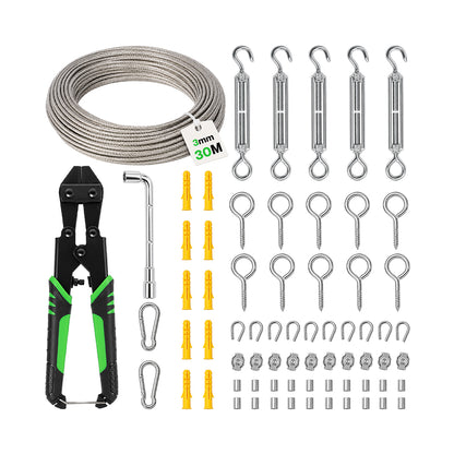 Traderight Wire Rope Kit 30M 3mm Steel Garden for Climbing Plants Cutter Silver-2109799594676916226