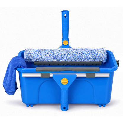 Traderight Window Cleaning Kit With Extendable Pole and Squeegee for Home Blue-2109799593783529474