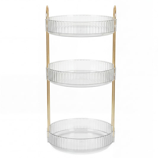 Ilus 360� Roating Makeup Organiser Vanity Countertop Shelf Cosmetic Holder White-2065254302464741377