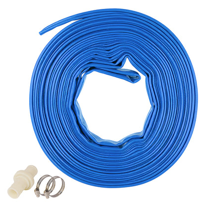Traderight Hose Pipe 2.54cm Reinforced PVC 20m for Home Pool Drainage Pump Blue-2100035033275437057