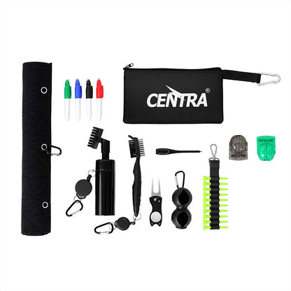Centra Golf Essentials Kit Must Accessories Set 11Pc Golf Gifts for Men Black-2109799599982710786