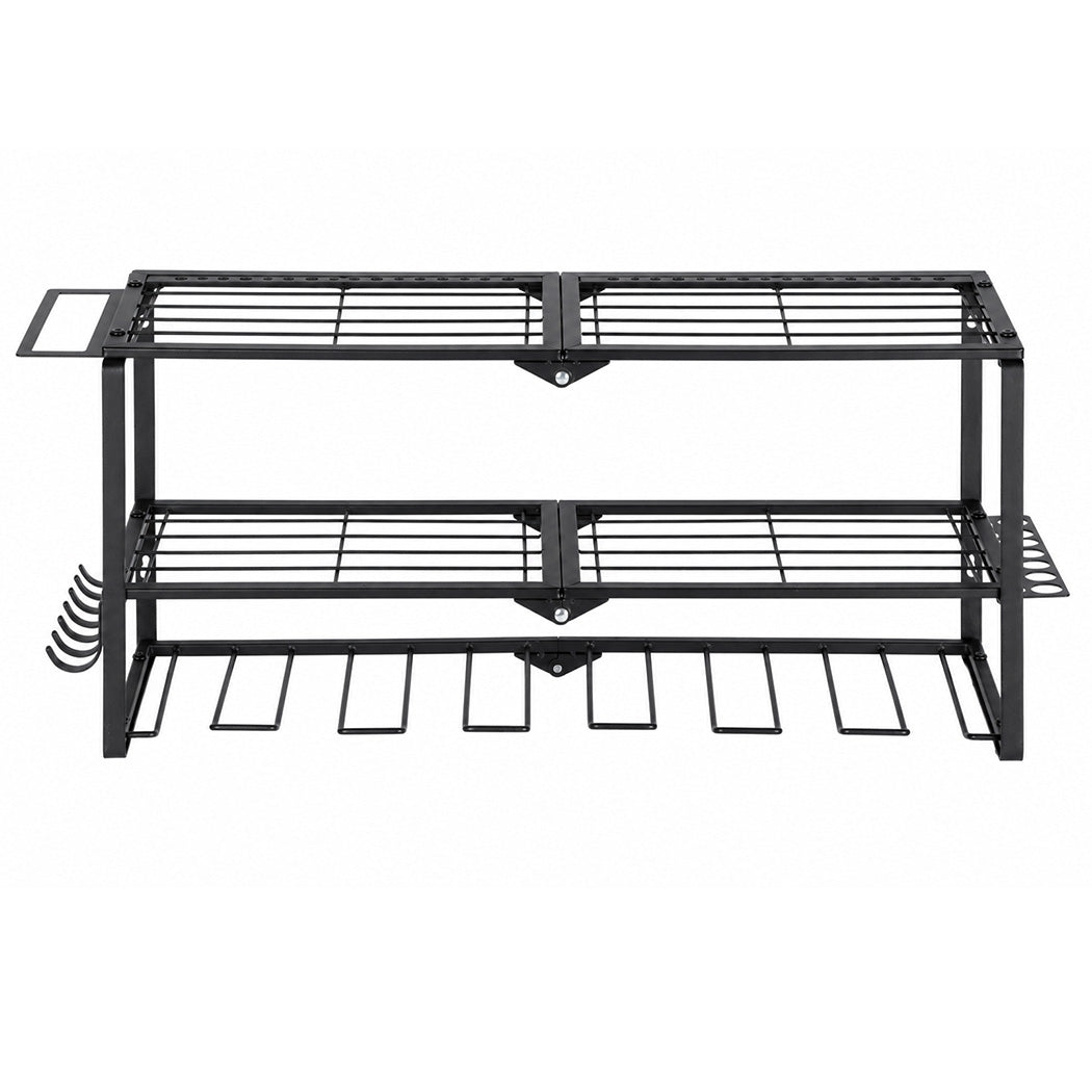 Levede Garage Storage Organiser 3 Tier Wall Mounted Power Tool Rack Metal Black-2109799601446522882