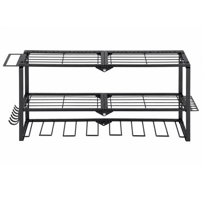 Levede Garage Storage Organiser 3 Tier Wall Mounted Power Tool Rack Metal Black-2109799601446522882