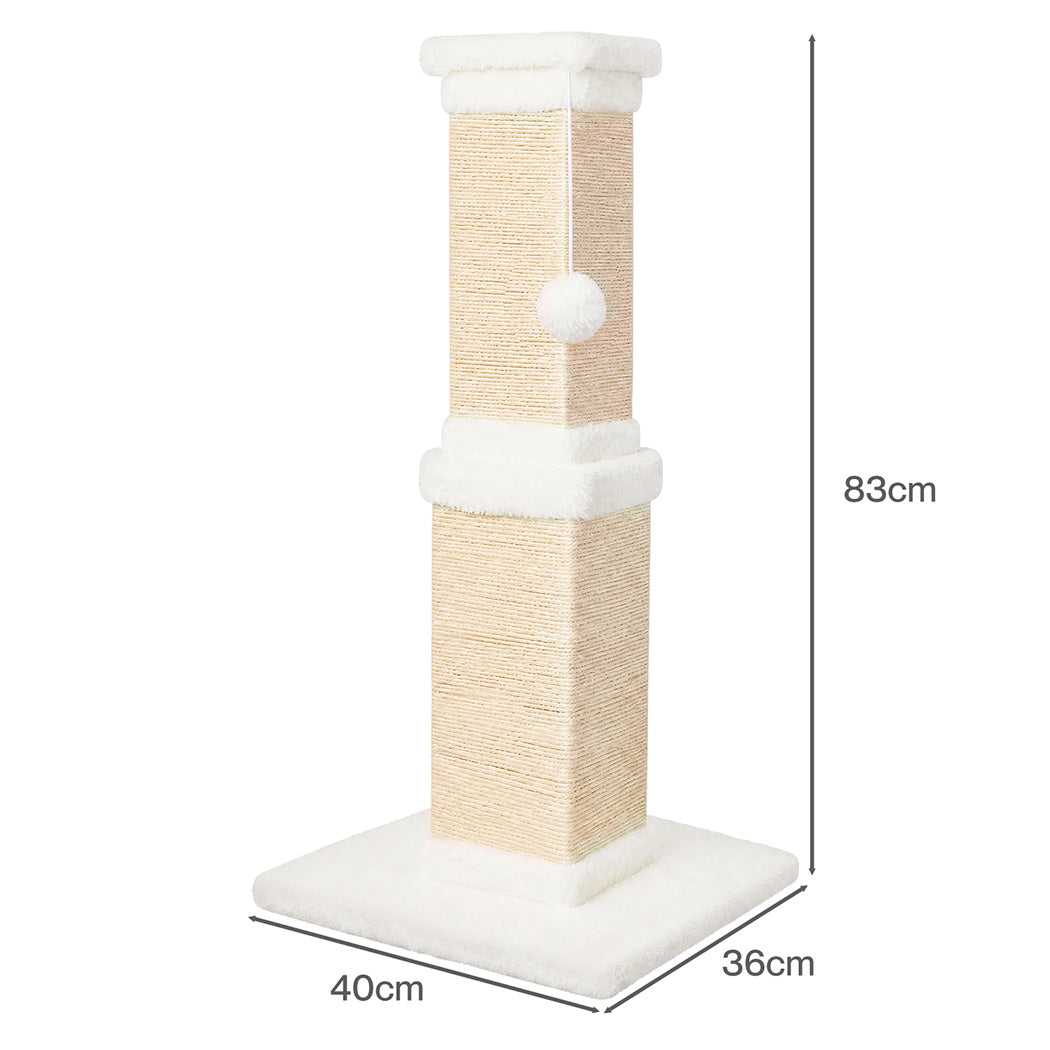PaWz Cat Scratching Post 83cm Tall Sisal with Stable Base for Large Adults White-2109799598980272131