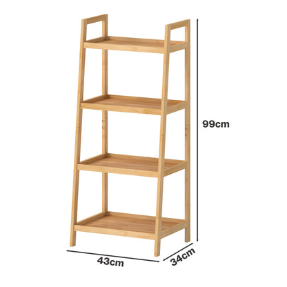 Levede Bamboo Ladder Bookcase 4-Shelf Books Plant Storage Shelf Rack Organiser-2050056773796237314