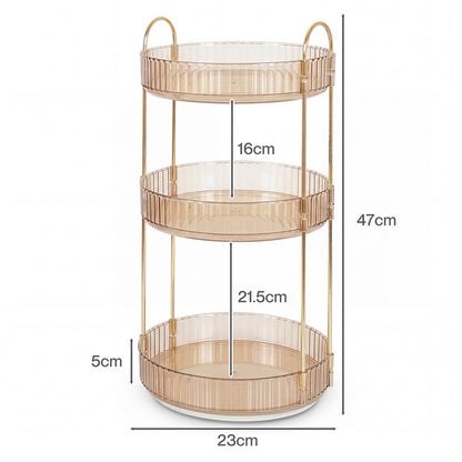 Ilus 360� Roating Makeup Organiser Vanity Countertop Shelf Cosmetic Holder Gold-2050056779160752130