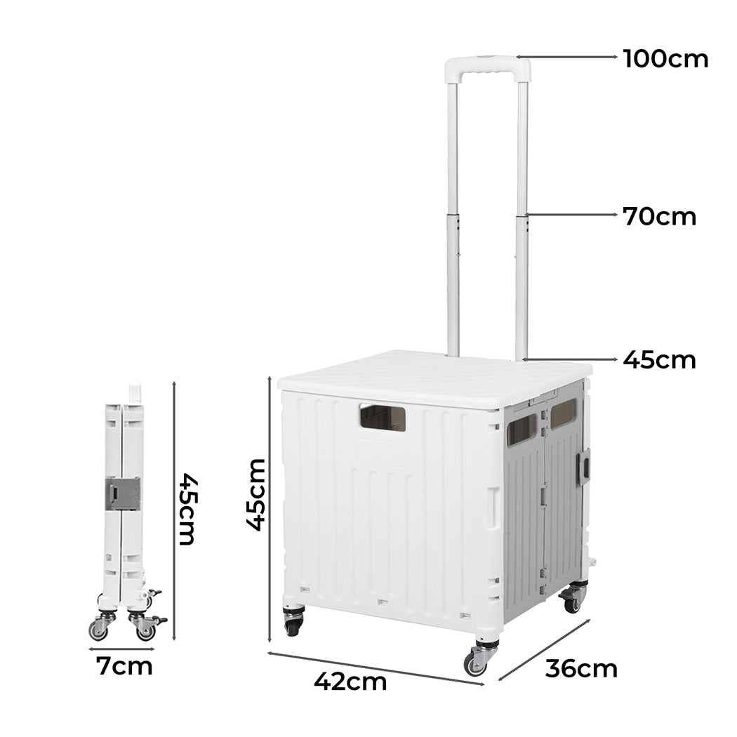 Folding Shopping Trolley Cart Portable Beige-2006733034015035394