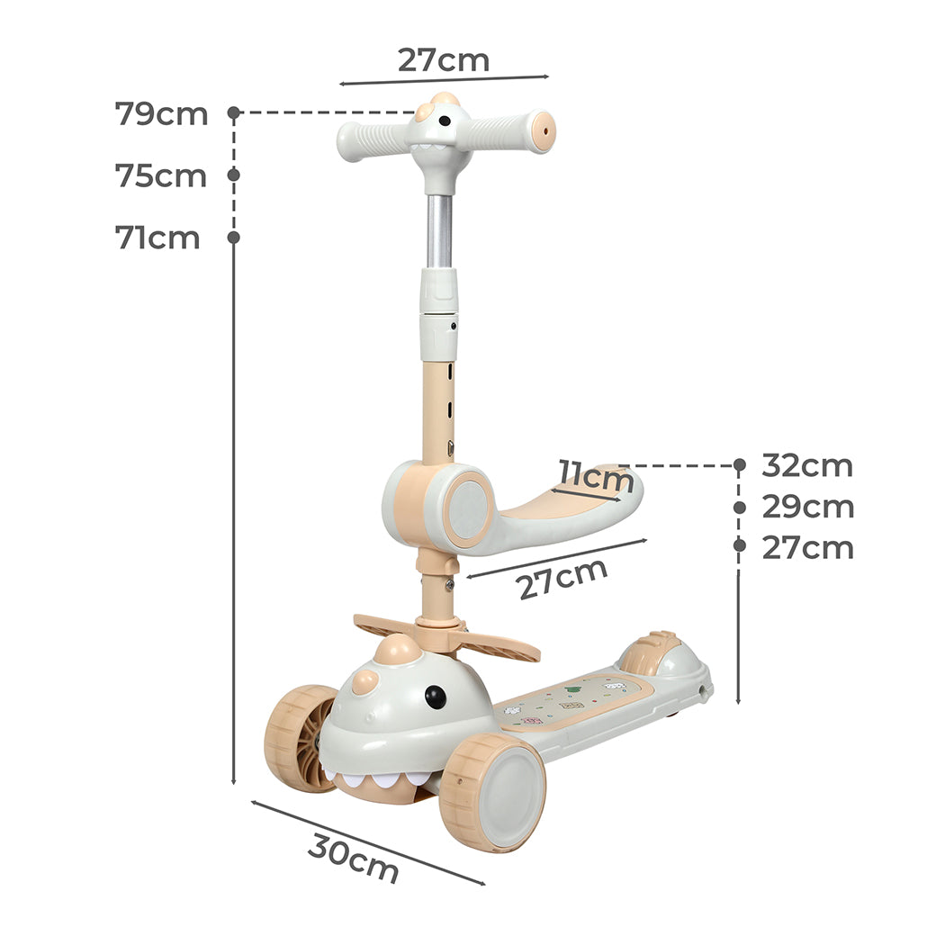 BoPeep Foldable Kids Scooter Flip-able Seat Beige-2065254404998696962