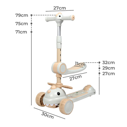 BoPeep Foldable Kids Scooter Flip-able Seat Beige-2065254404998696962
