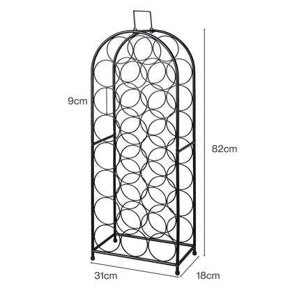 Levede 23 Bottle Wine Rack Kitchen Home Floor Storage Organiser Metal Black-2100035036840595458