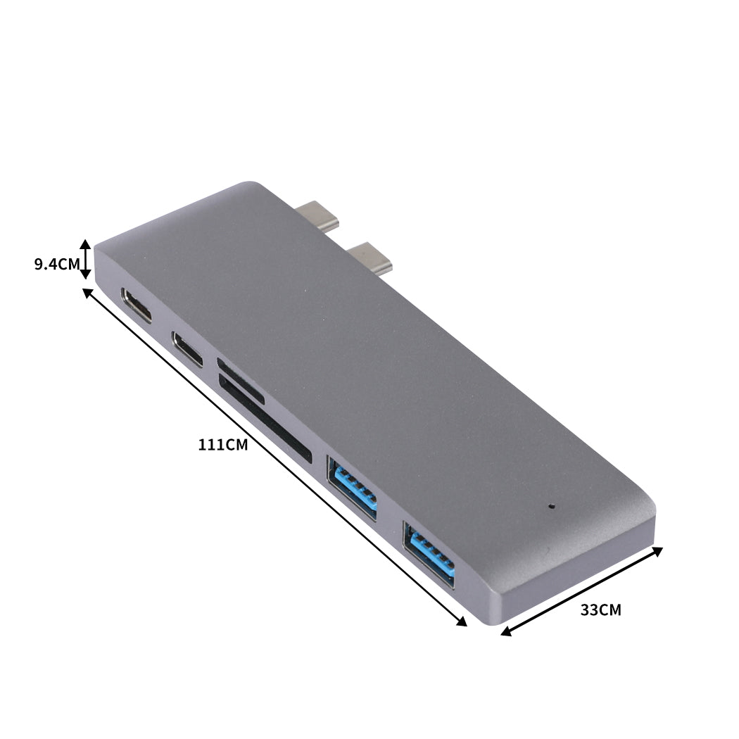 USB 3.0 Type-C HUB 6 Port Powered Adapter Grey-2065254514168041474