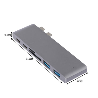 USB 3.0 Type-C HUB 6 Port Powered Adapter Grey-2065254514168041474