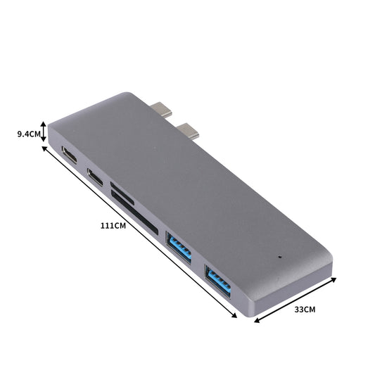 USB 3.0 Type-C HUB 6 Port Powered Adapter Grey-2065254514168041474