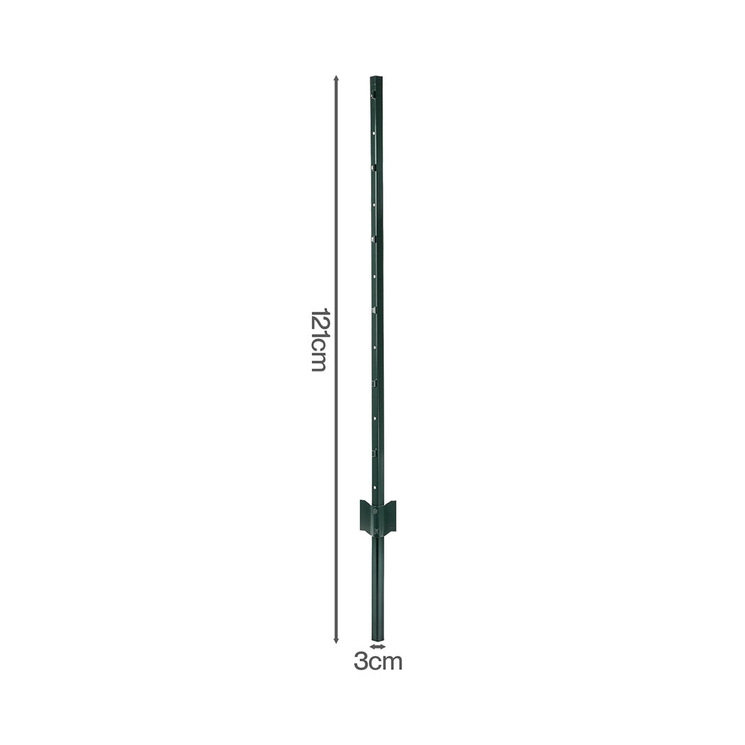 Metal Fence Posts 4Ft 10Pc Set U Shape Powder Coated for Garden Boundary Green-2100035034621808642