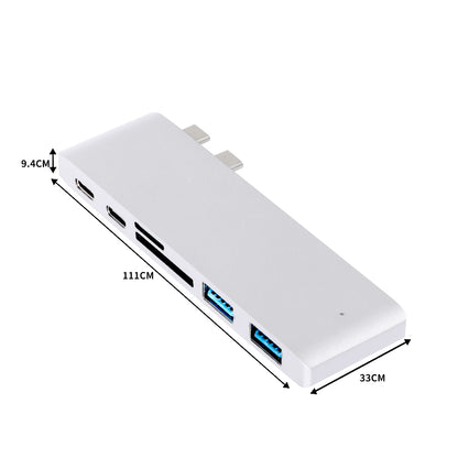 USB 3.0 Type-C HUB 6 Port Powered Adapter Silver-2065254514335813634
