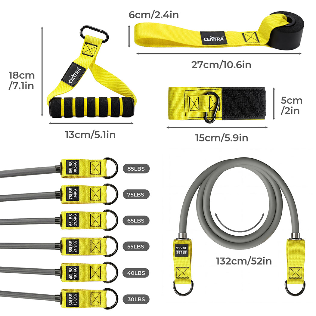 Centra 12 Pcs Resistance Bands Set Heavy Duty Workout Bands Strength Training-2050059020710055938
