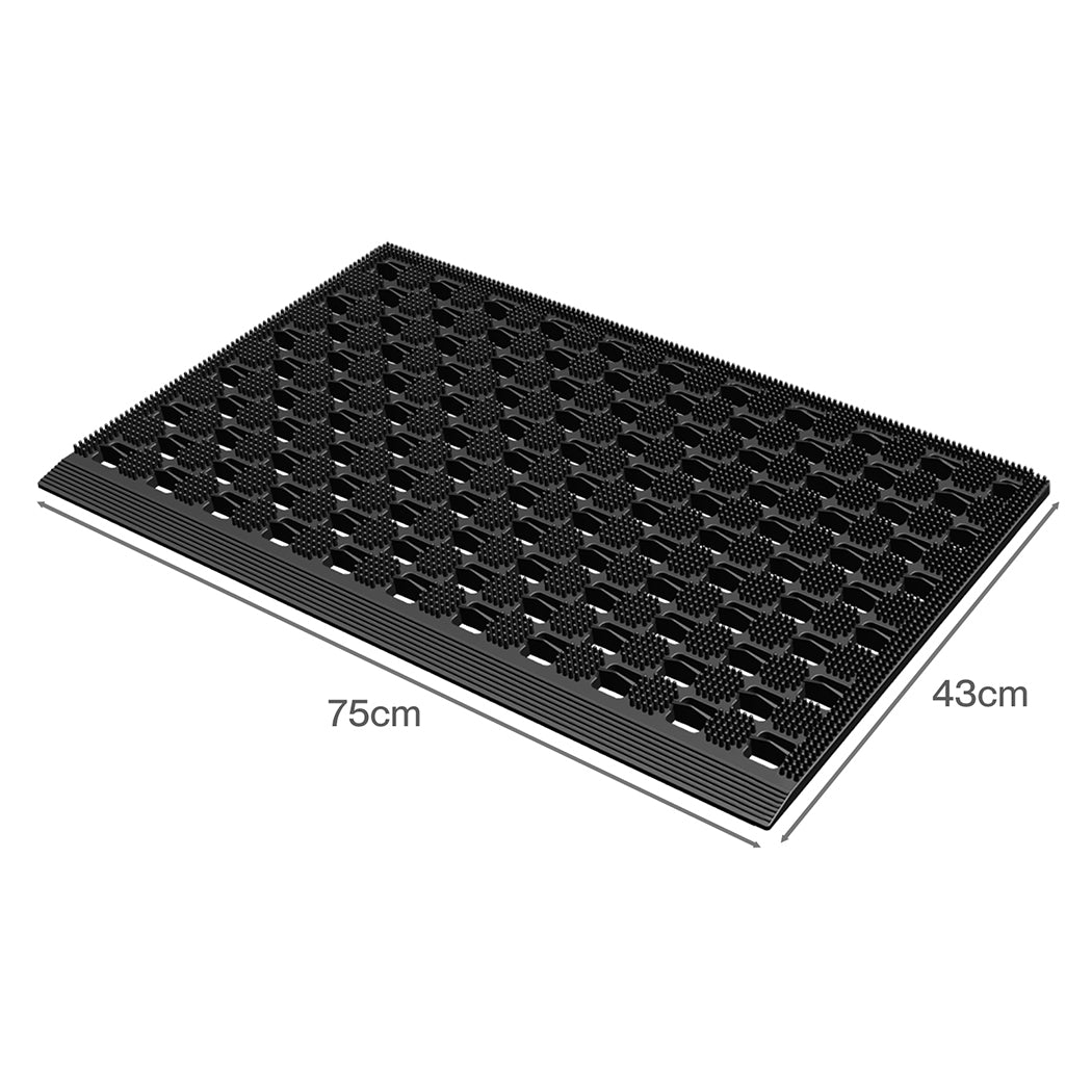 Marlow Front Door Mat 75x43cm TPE Raised Wave Drainage for Entrance Black-2109799592214859779