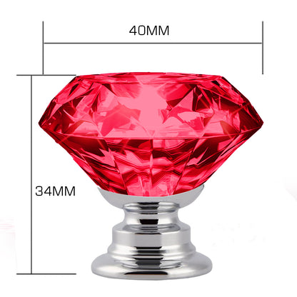 16 Pcs Red Crystal Knobs Diamond 40mm Large Red-2018816678120525826