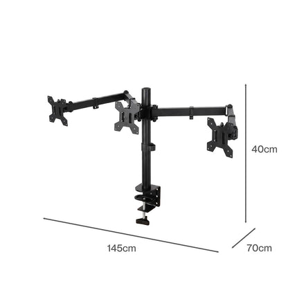 Levede Triple Monitor Arm Stand 10-27" Screens Desk Mount Adjustable Arms Black-2109799600502804483