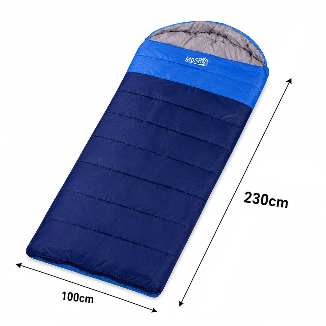 Mountview Sleeping Bag Extra Wide 230x100cm 3 Season Waterproof Hiking Blue-2100035033090887682