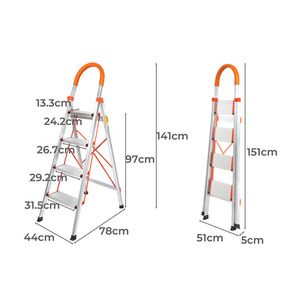 Traderight 4 Step Ladder Folding Aluminium-2065254474234073090