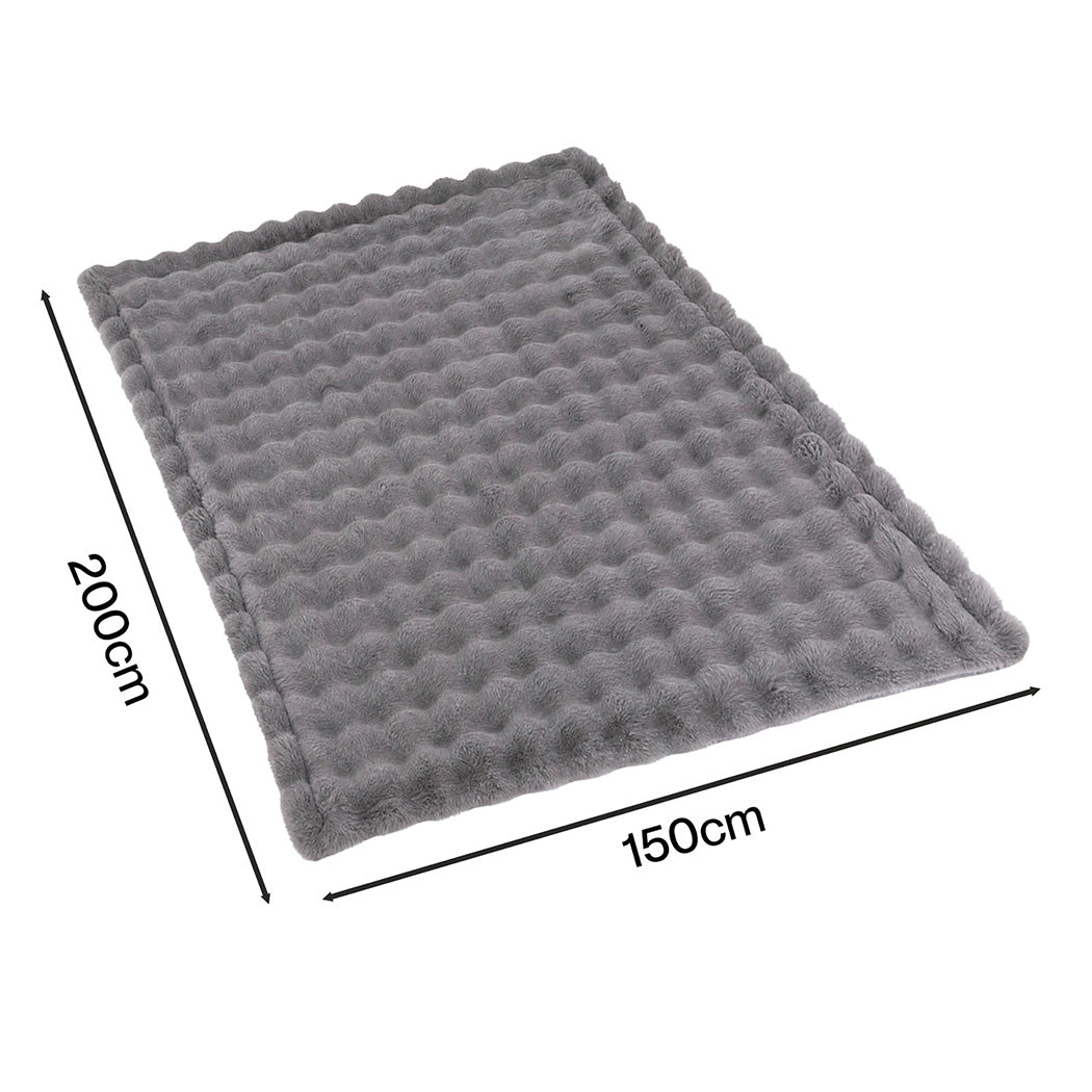DreamZ Throw Blanket Fluffy Bubble Sofa Blanket Washable 150x200cm Gray-2109799587701788675