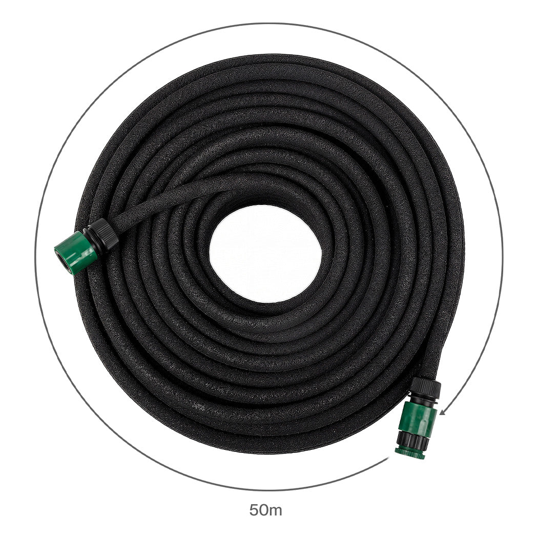 Traderight Soaker Hose 50M Deep Root Watering Even Flow for Garden Beds Black-2100035033468375042