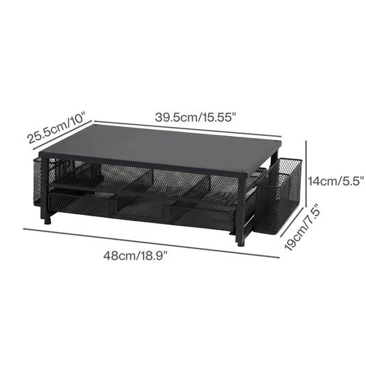 Levede Monitor Stand Riser Metal Computer Desk Organizer Shelf Drawer Pen Holder-2072893559228469250