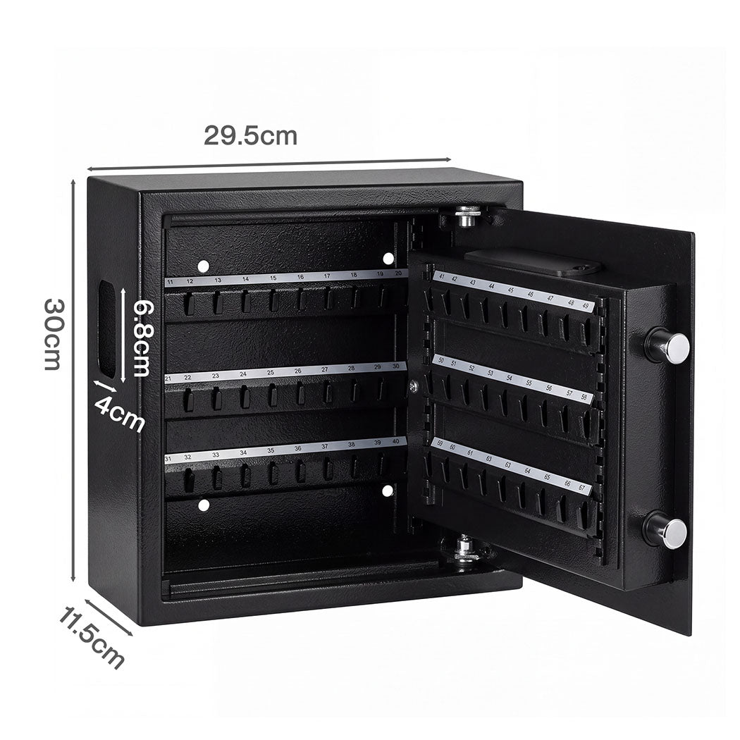 Levede Key Safe Lock Box Large 67 Hook Carbon Steel Cabinet With LED Black-2109799599399702531