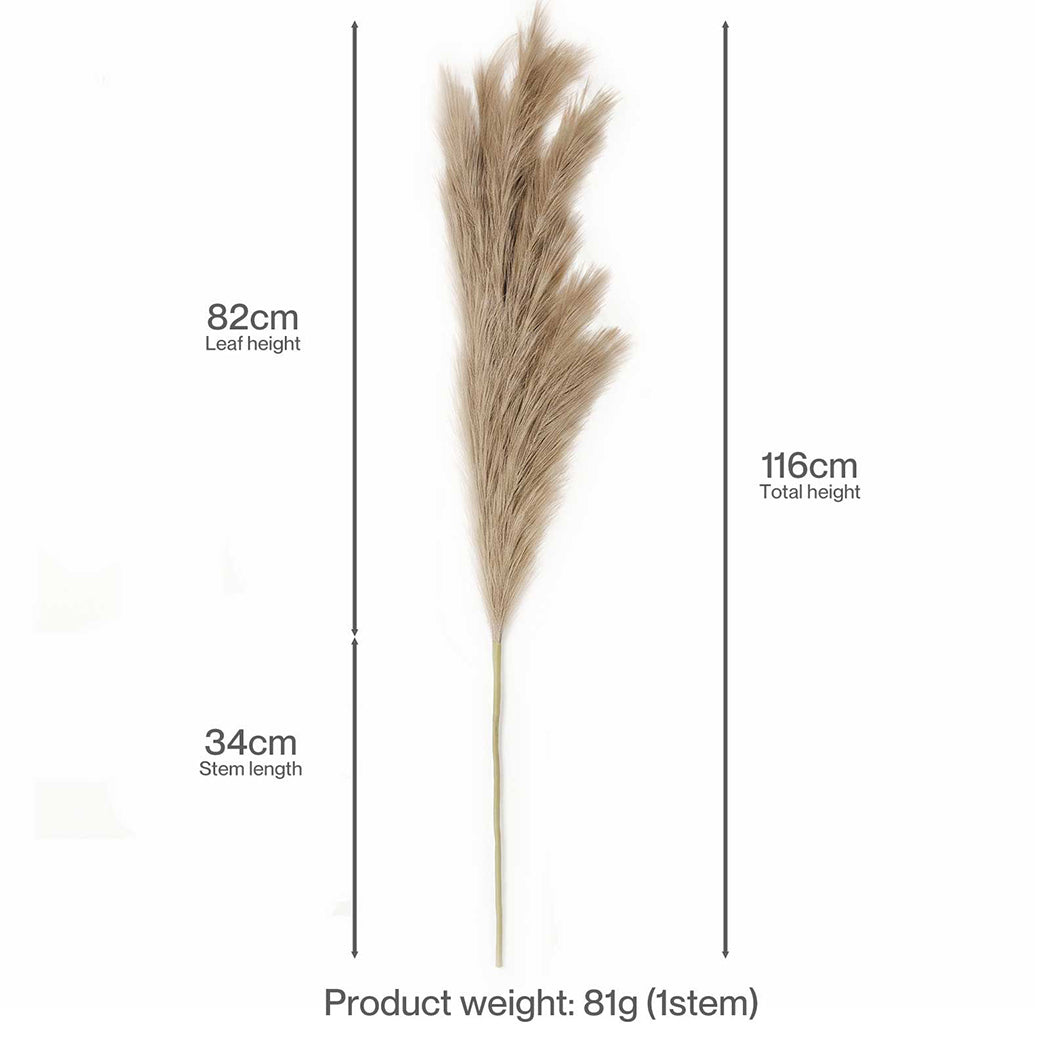 Santaco Pampas Grass Artificial 3Pcs 116cm Fluffy Faux Silk for Vase Brown-2100035034982518786