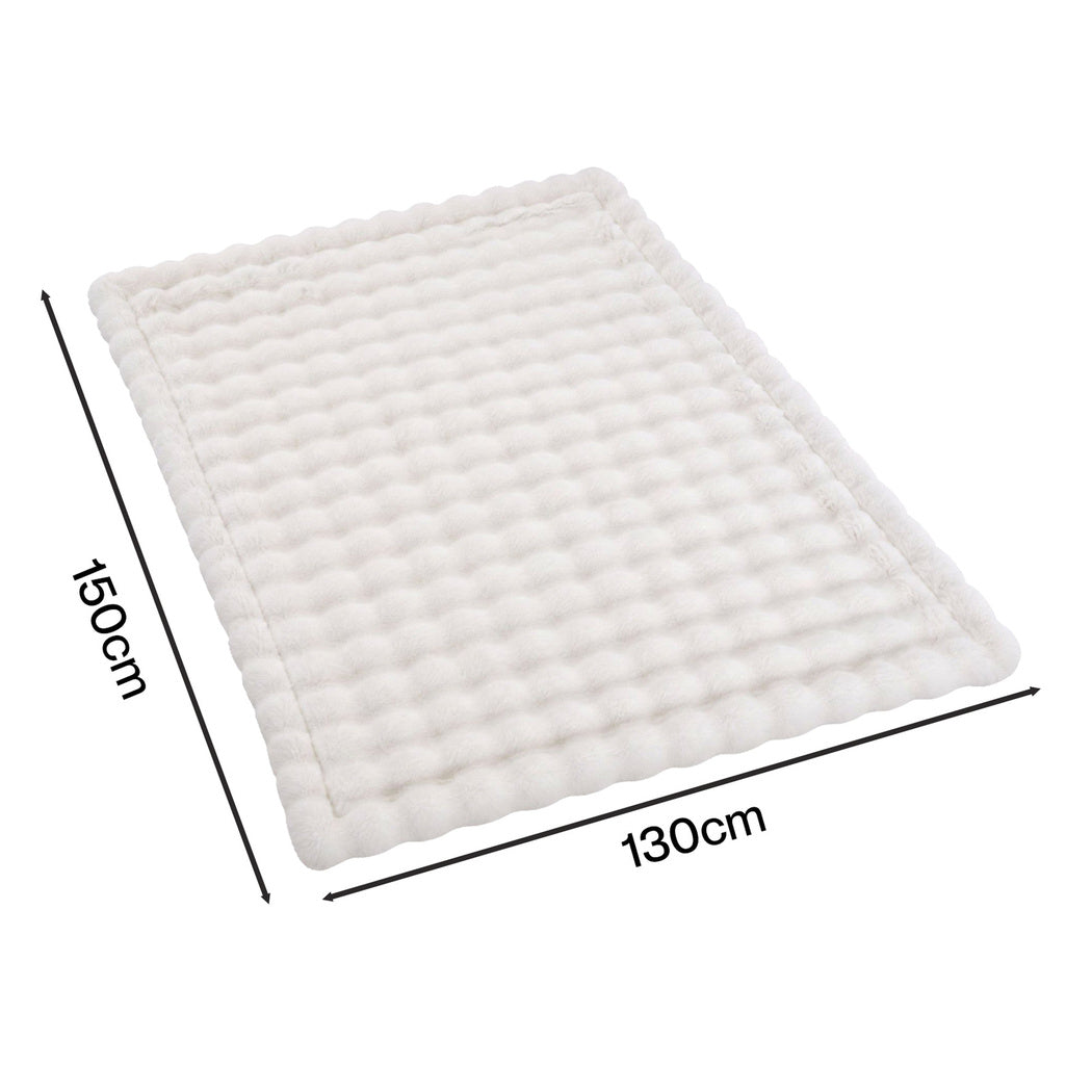 DreamZ Throw Blanket Fluffy Bubble Sofa Blanket Washable 130x150cm White-2109799587588542467