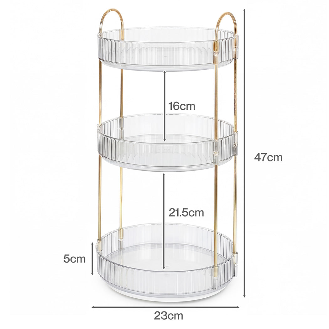 Ilus 360� Roating Makeup Organiser Vanity Countertop Shelf Cosmetic Holder White-2065254302464741378