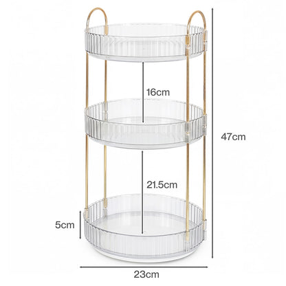Ilus 360� Roating Makeup Organiser Vanity Countertop Shelf Cosmetic Holder White-2065254302464741378