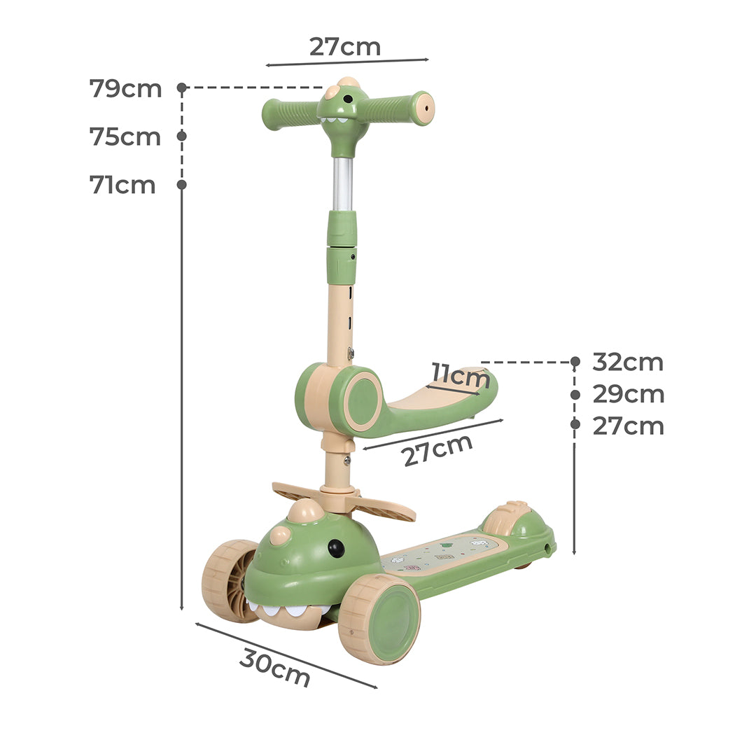 BoPeep Foldable Kids Scooter Flip-able Seat Green-2065254404709289986