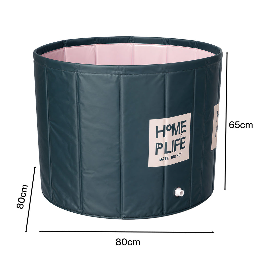 Levede Bathtub Portable Foldable 320L 80 x 80cm Soaking Bath for Home Green-2109799584899993603