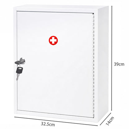 Levede Medicine Storage Box Lockable 3-Tier Wall Cabinet Alloy Steel White-2100035001486807042