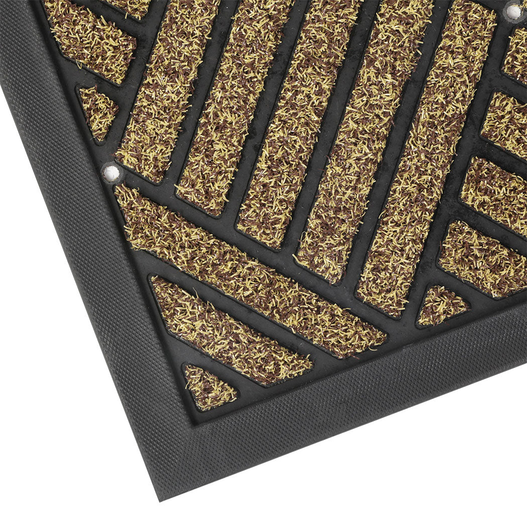 Marlow Front Door Mat 43x73cm Heavy Duty Non Slip Grass Scrape Garden Brown-2109799593108246532