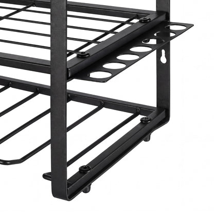 Levede Garage Storage Organiser 3 Tier Wall Mounted Power Tool Rack Metal Black-2109799601446522884